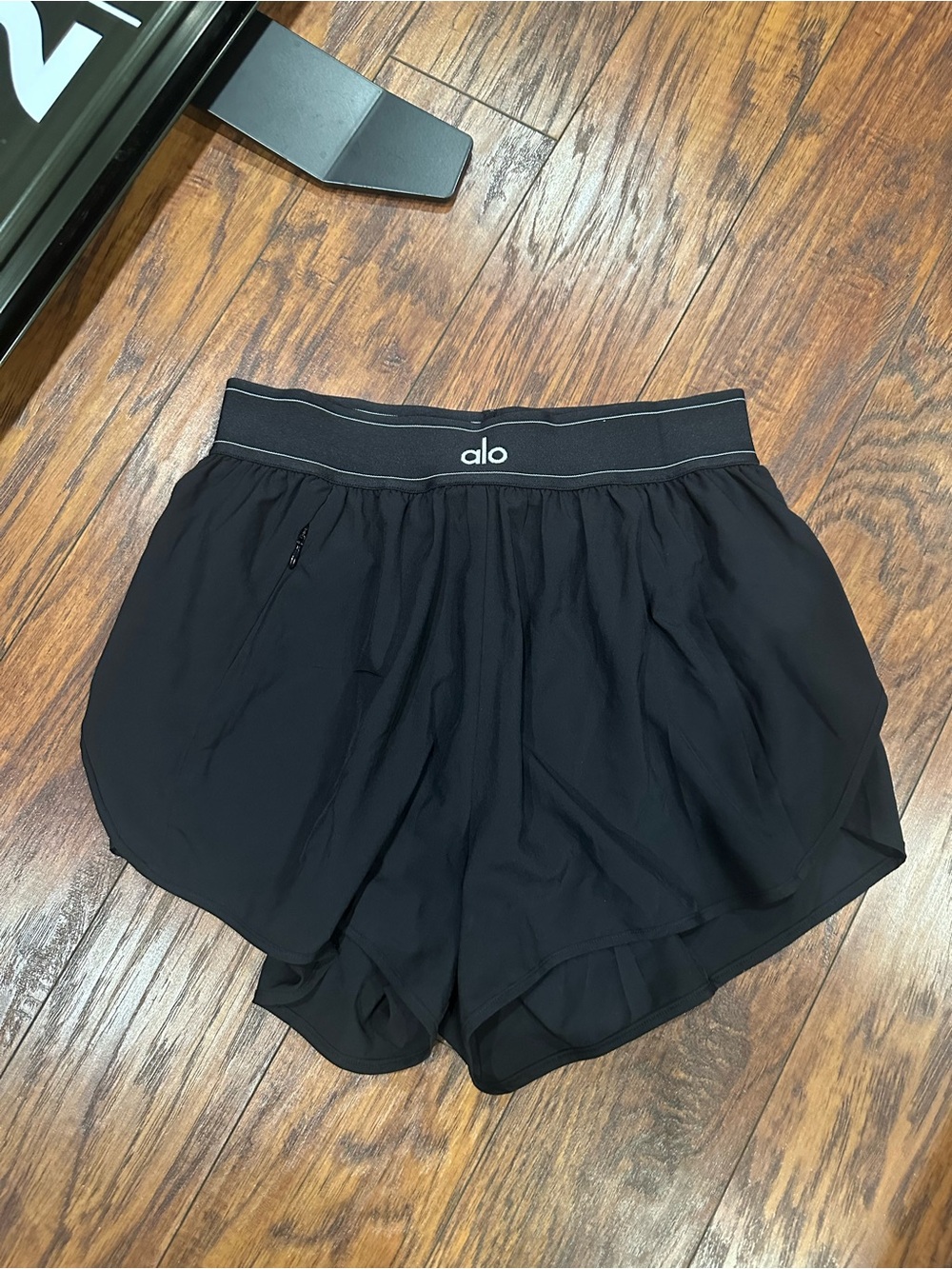 ALO Yoga Match Point Black Athletic Shorts with Branded Elastic Waistband